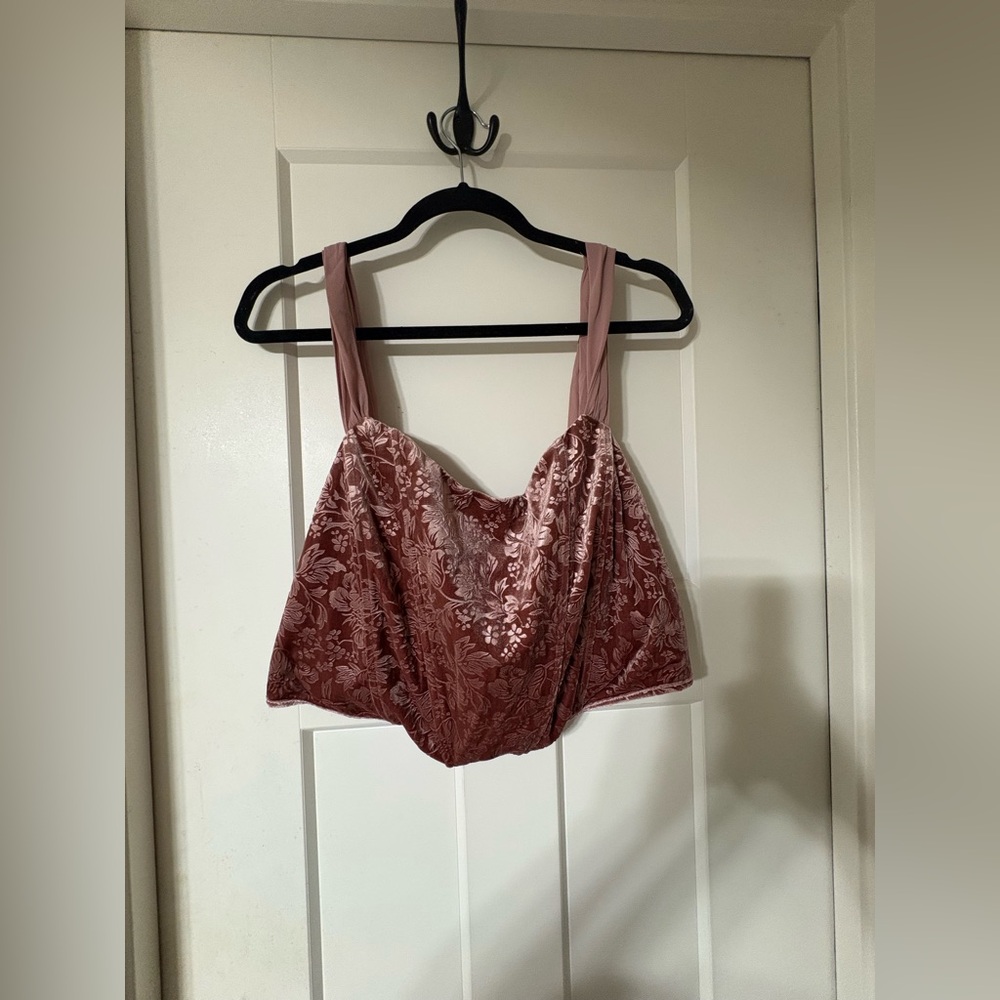 Altar’d State Rose Pink Floral Velvet Bralette Tank Top